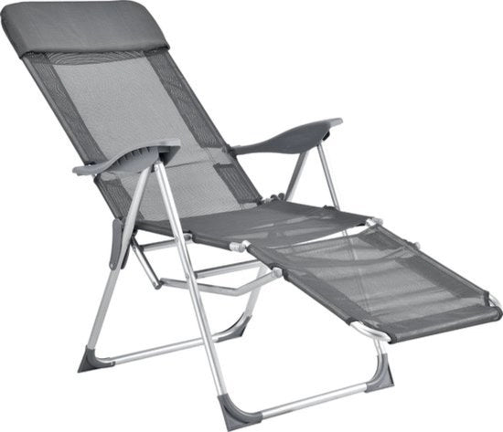 Sedia Esterna Reclinabile - Grigio Scuro - Comoda fino a 130 kg