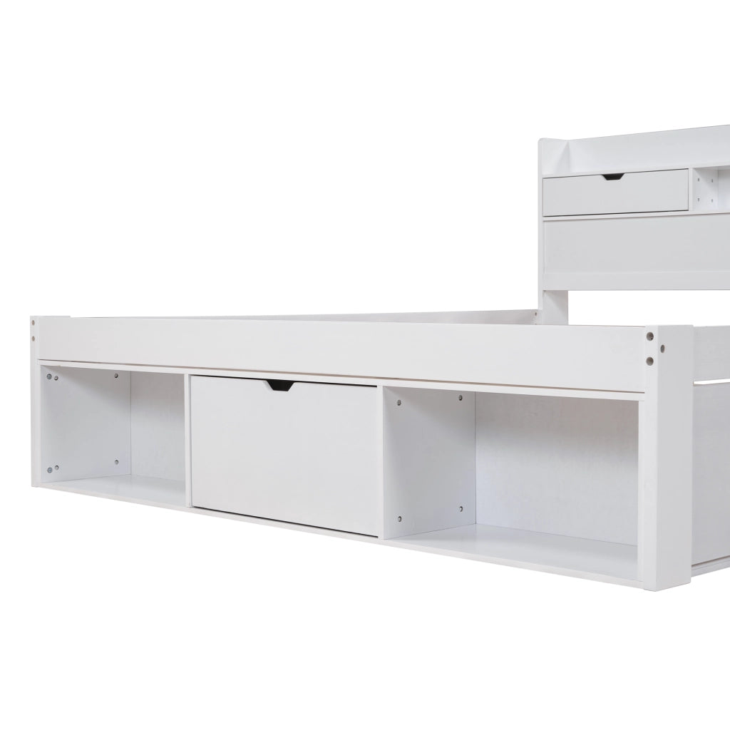 LETTO 160x200 cm Bianco con USB, Type-C e ampio spazio contenitore