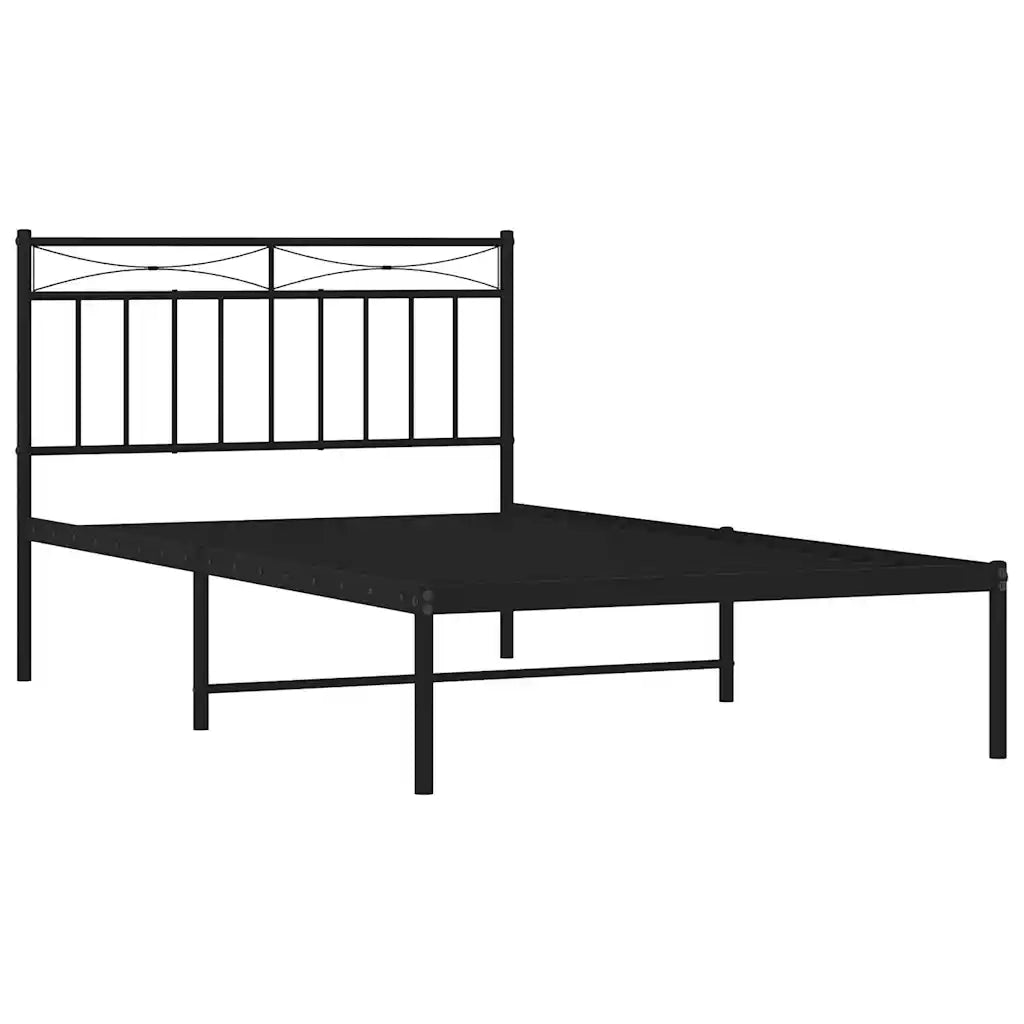 Letto singolo | Letto per adulti | Giroletto con Testiera Metallo Nero 100x200 cm