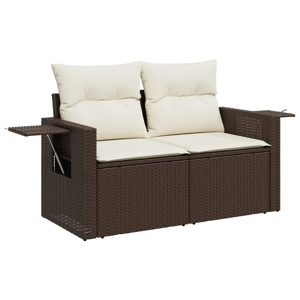 Divano da Giardino a 2 Posti con Cuscini-Sofa da Giardino-Divano da esterno in Polyrattan Marrone 364129