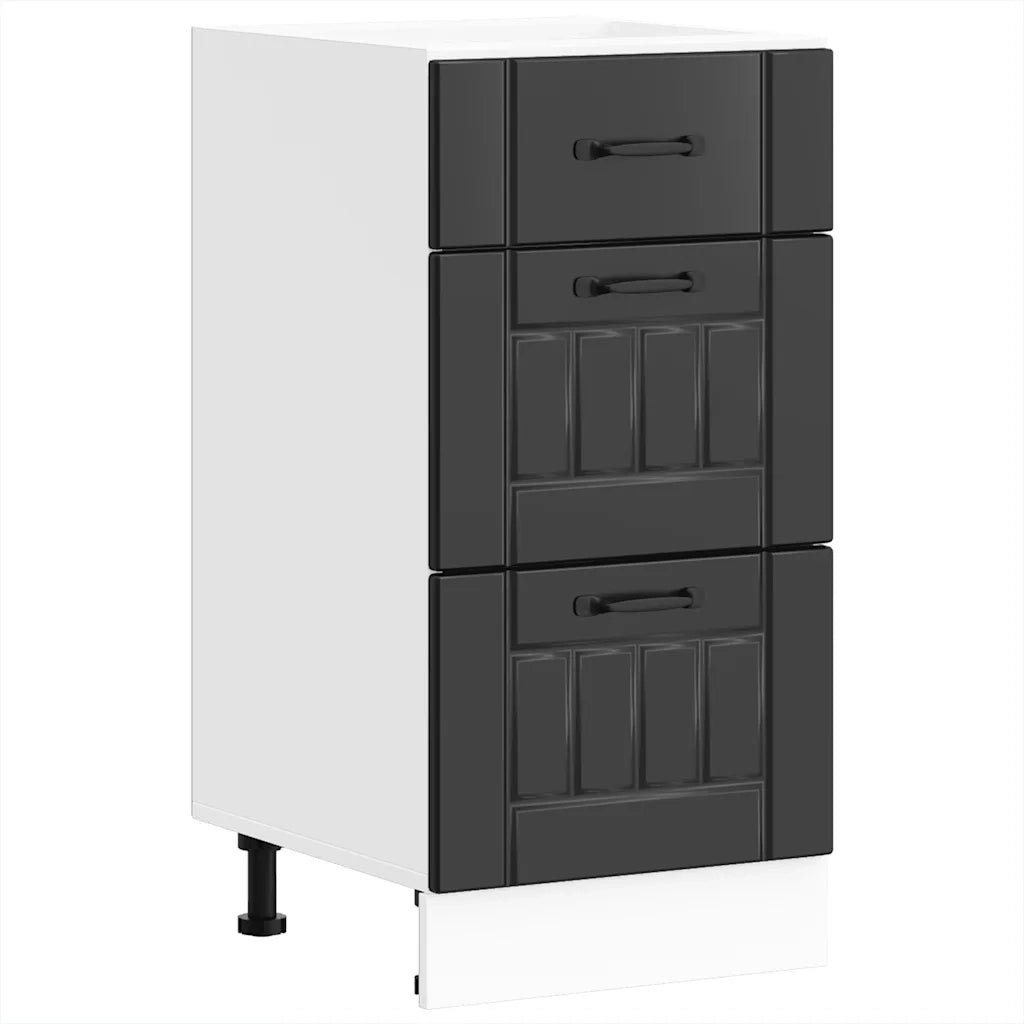 Mobiletto da cucina-Armadio da cucina "Lucca" Nero in legno ingegnerizzato 328783