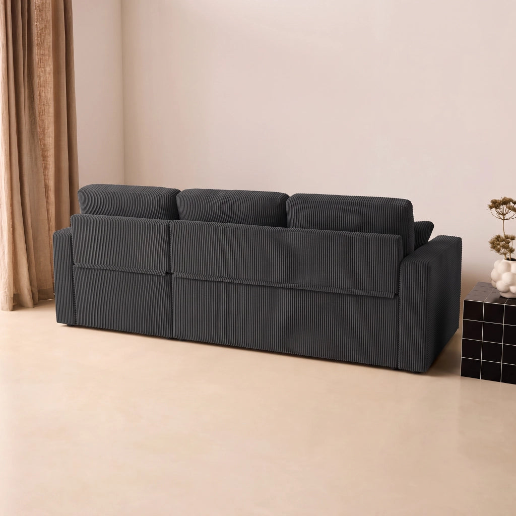 Divano letto angolare reversibile, 3 posti, grigio scuro