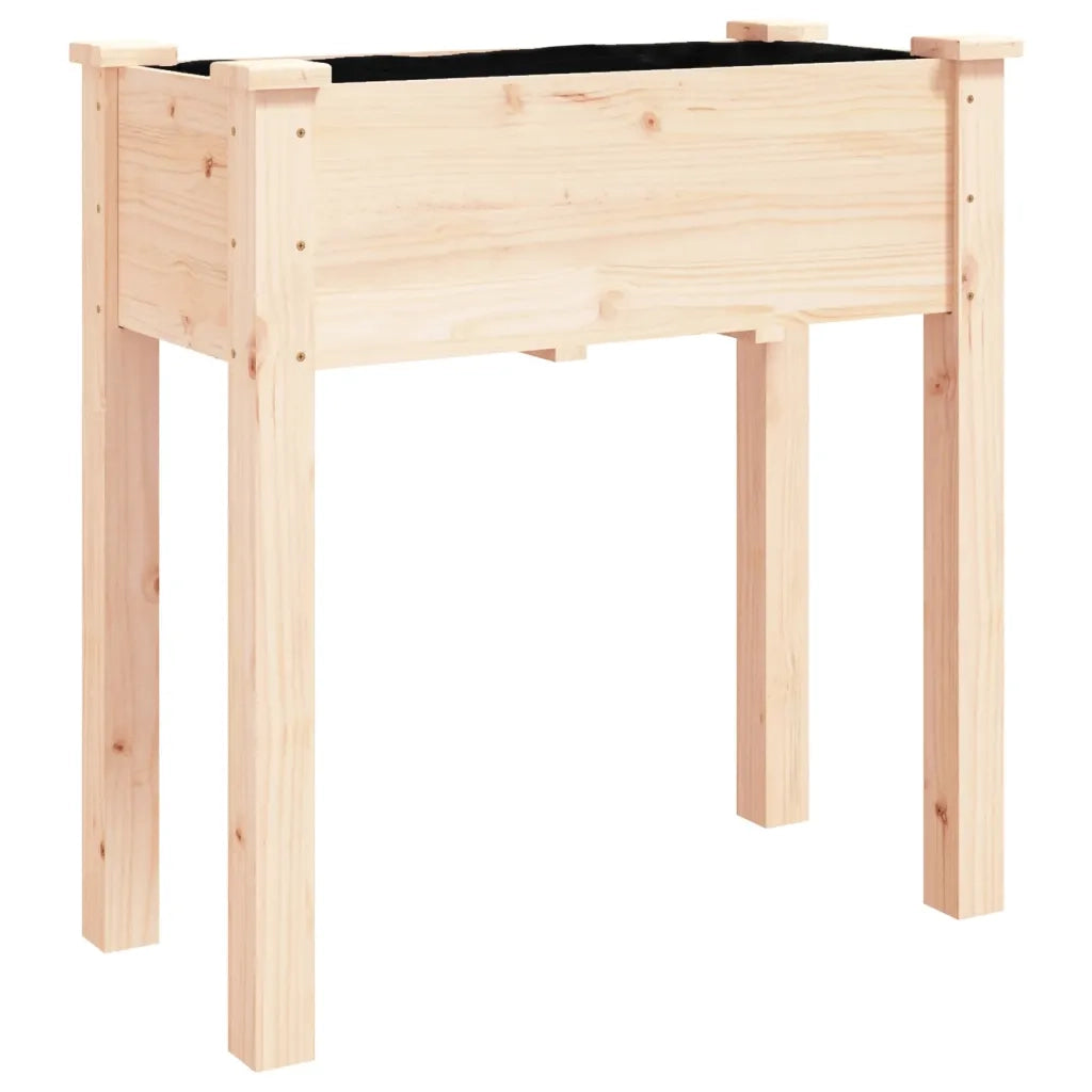 Fioriera | Cassetta per fiori | Vaso con Ruote e Fodera 71x37x80 cm Legno Massello di Abete