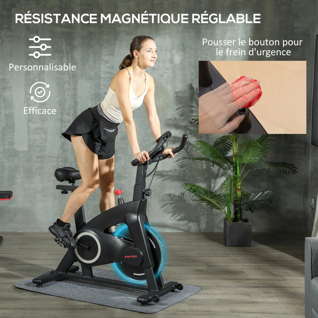 Bicicletta da fitness ¨C Minimal ¨C nero, sella e manubrio regolabili, schermo LCD, supporto tablet