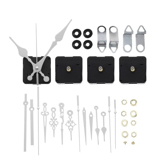 Set di meccanismi orari silenziosi da 4 - Meccanismi orari a quarzo - Indicazioni orarie - Kit di sostituzione - Materiale robusto - Adatto per orologi da parete - Ora