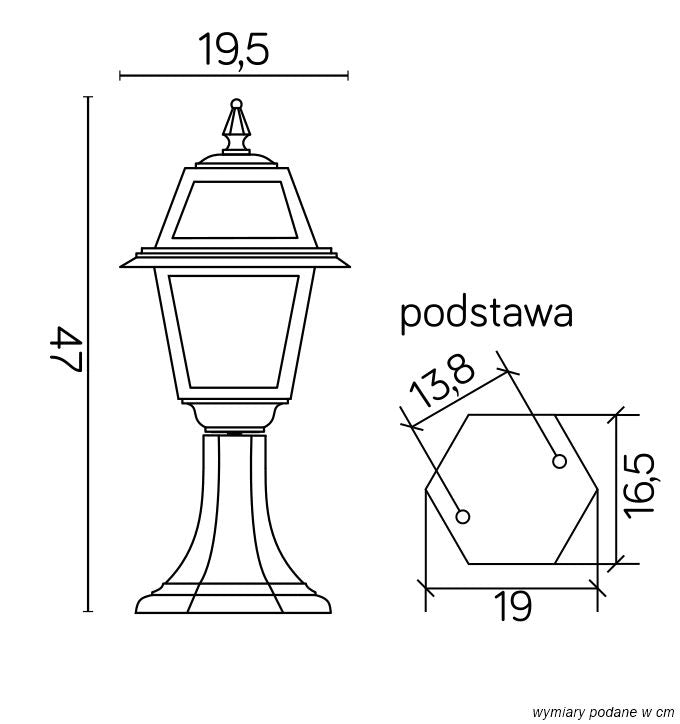 Lampada da esterno a paletto retrò 47cm E27 nera IP43
