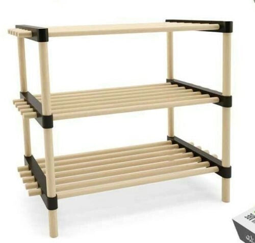 SCAFFALE MODULARE IN LEGNO RETTANGOLARE CON 3 RIPIANI  56 X 28  X H 50 CM