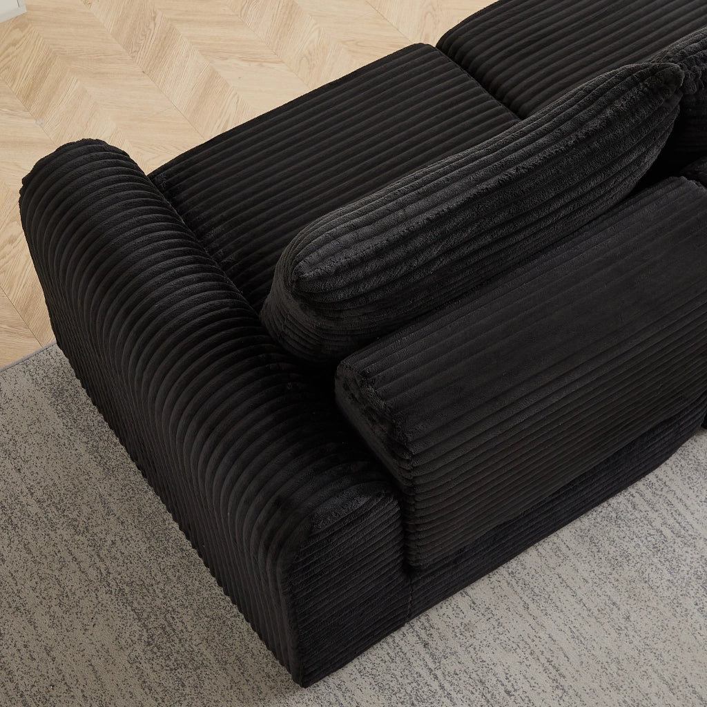 Divano Letto Modulare con Pouf e Cuscini in Velluto ¨C MINIMAL ¨C Grigio/Beige