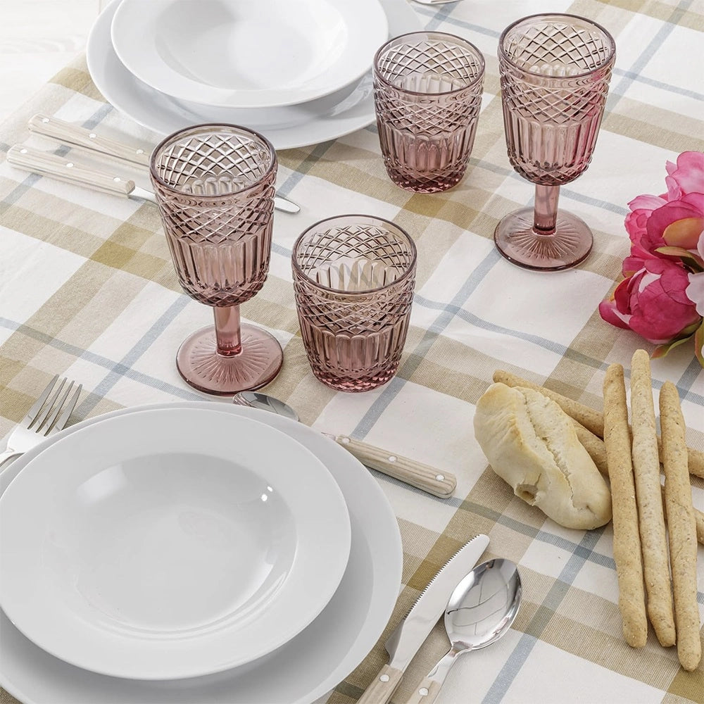 Set 6 calici vino 270 ml Agadir vetro sfaccettato cipria