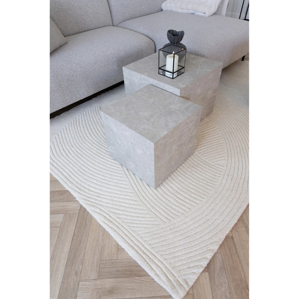 Tappeto Rettangolare Pune, Bianco, Poliestere, 160x230x1 cm