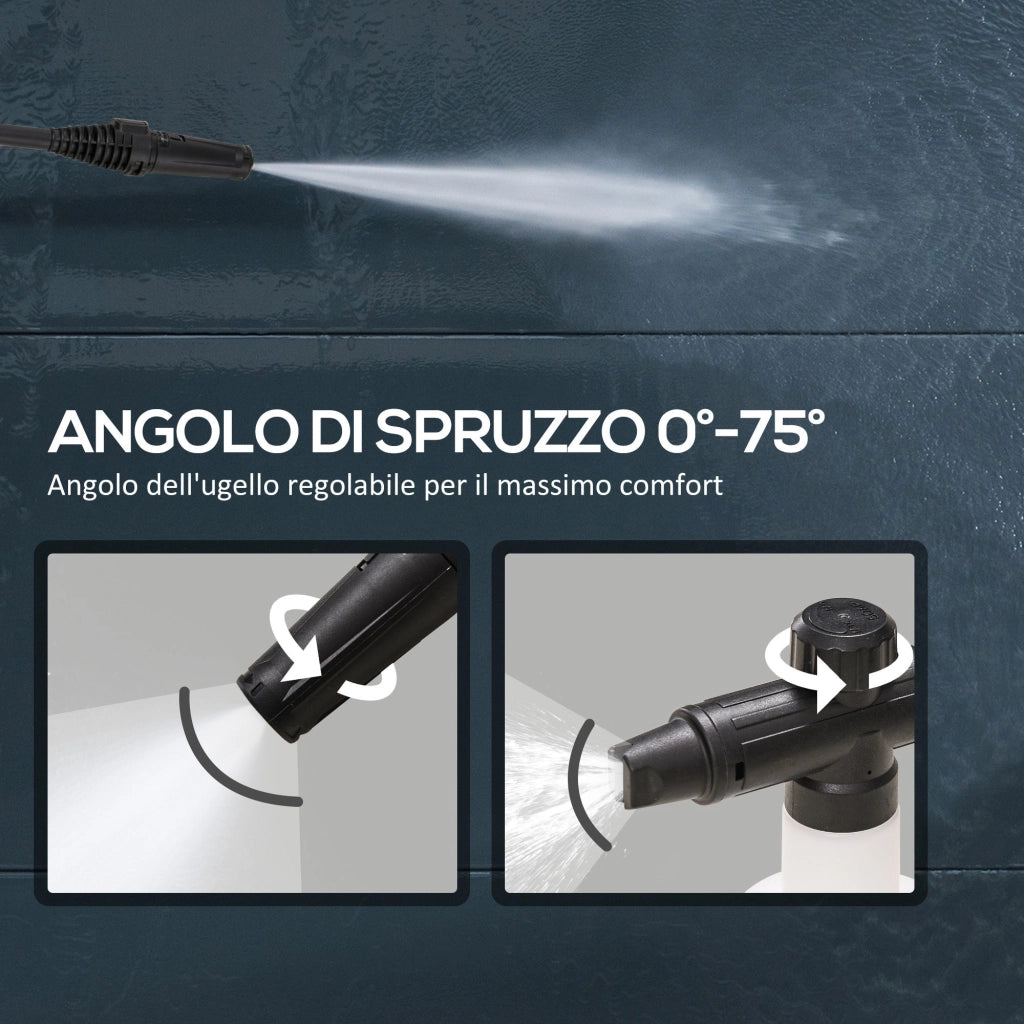 Idropulitrice ad Alta Pressione 1600W 35x28x65 cm con Ugello Regolabile e Kit Pulizia Blu e Nero