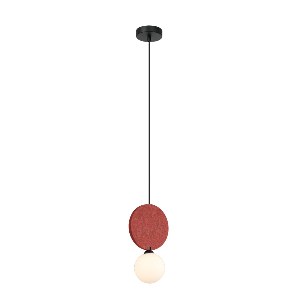 Lampada a sospensione Andrea nera feltro rosso G9 Italux