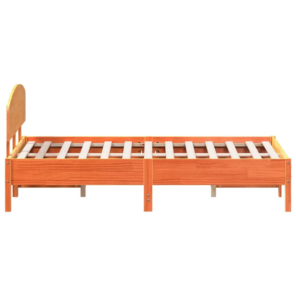 Letto senza Materasso-Struttura Letto Marrone Cera 135x190 cm in Legno di Pino 587745