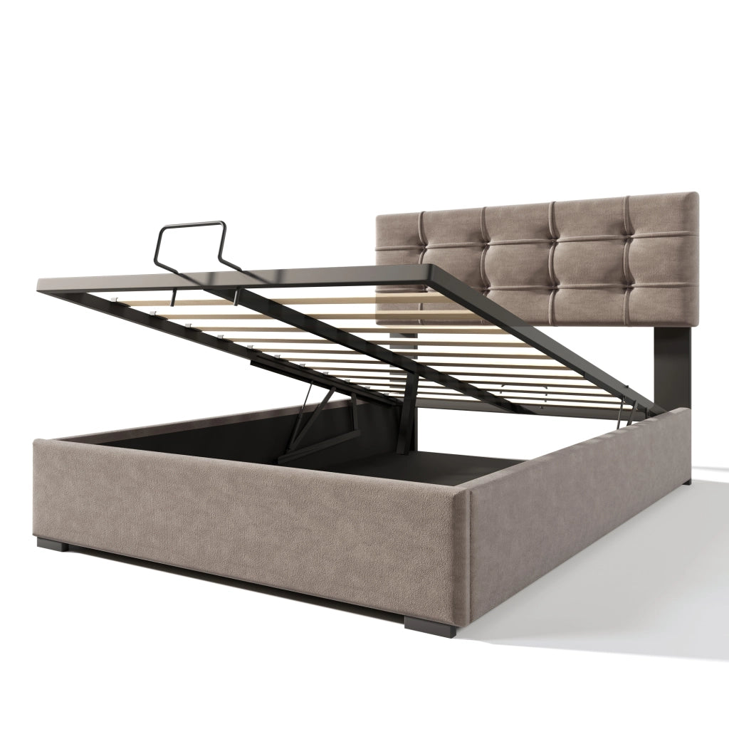 letto imbottito velluto grigio chiaro 140 x 200 cm