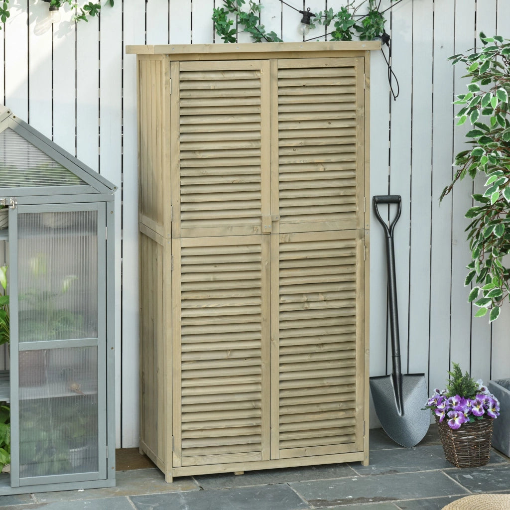 Armadio da giardino in legno ¨C Xylo ¨C 4 ante a lamelle grigio 87x46,5x160 cm