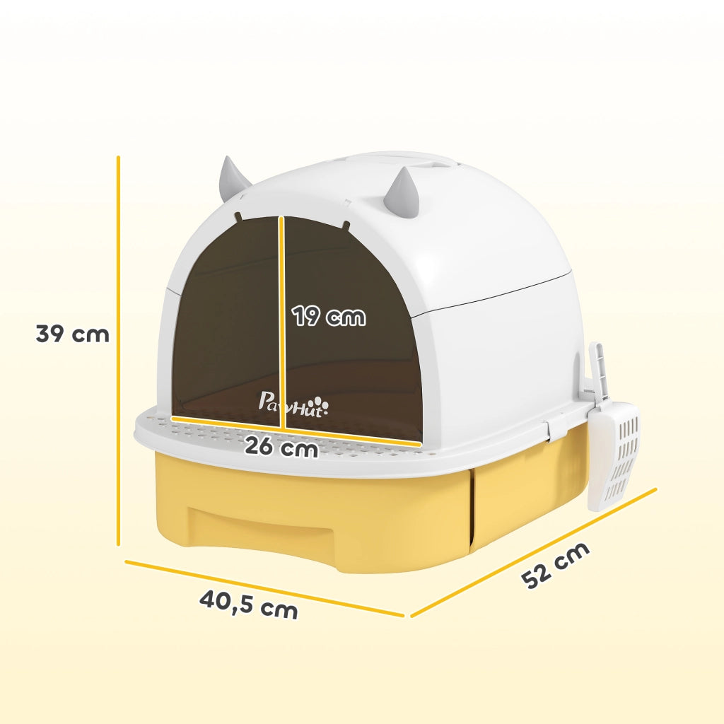 Lettiera per Gatti con Coperchio ¨C Xylo ¨C Porta Traslucida Manico 40,5x52x39cm Giallo