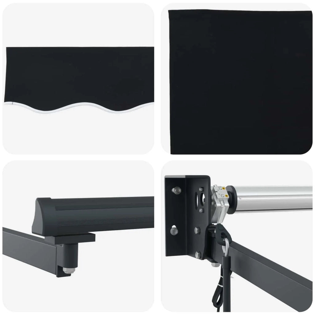 Tenda da Sole | Tenda Retrattile Nero 350 x 250 cm Poliestere e Alluminio