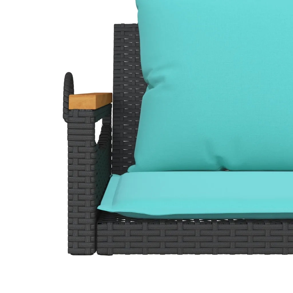 Panchina a Dondolo con Cuscini Nera 109x62x40 cm in Polyrattan 368151