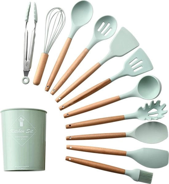 Set di cucina in silicone a 11 pezzi - Set di contenitori per cucina in silicone a design azzurro - set di cucina - accessori per cucina