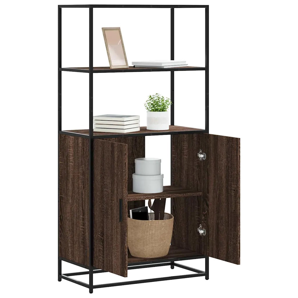Credenza Rovere Marrone 68x35x139 cm Legno Multistrato Metallo 849053
