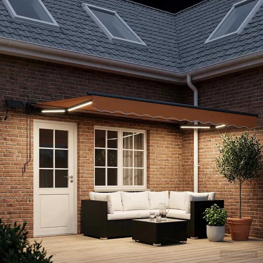 Cornice per Tenda Manuale con LED Sabbia 5 x 3 m 3426397