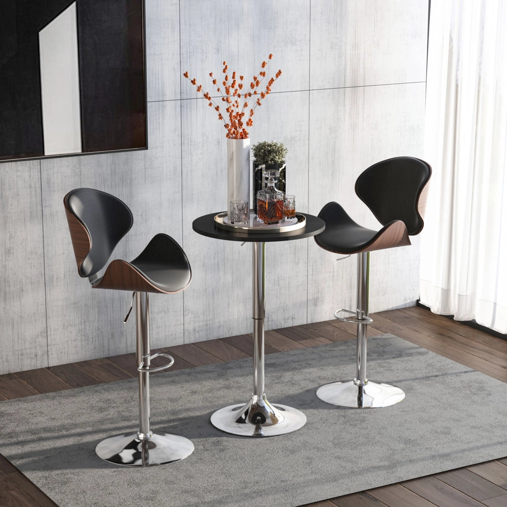 Tavolo bar regolabile in altezza ¨C Xylo ¨C base rotonda antiscivolo nero ?60x69-93 cm