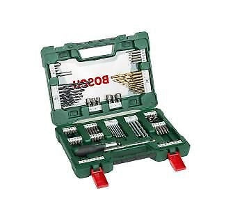 Bosch 2607017195 V-Line Set di Punte e Bit 91 Pezzi in Titanio con Cacciavite a Cricchetto e Asta Magnetica colore Titanio