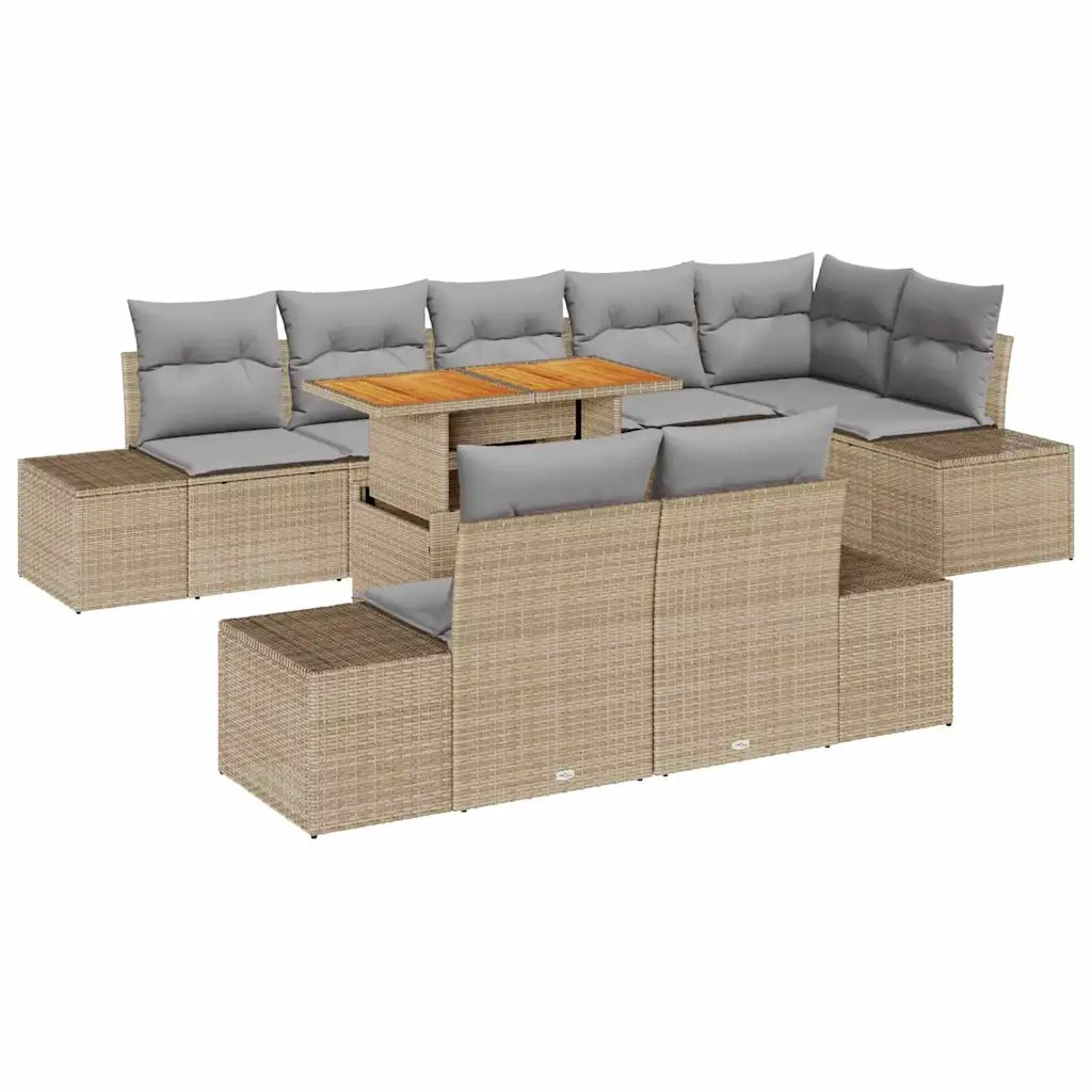 Set da Pranzo per Giardino con cuscino 9 pcs Beige e grigio 3349979