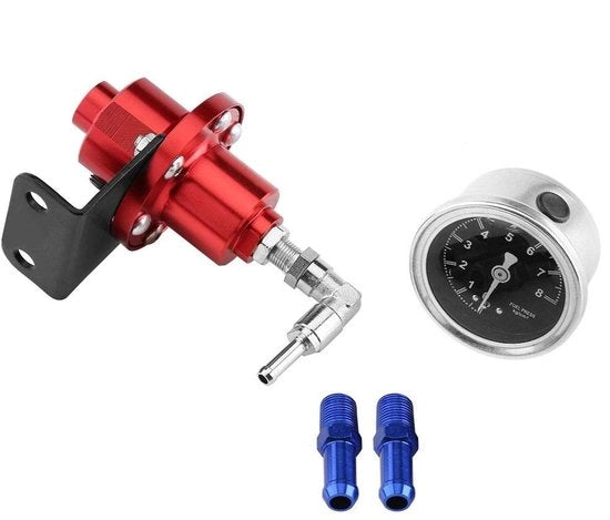Regolatore di pressione del carburante universale - Migliora le prestazioni del motore - Rosso - Regolabile - Adatto per auto - Costruito in alluminio - 1 pz - 1 anno di garanzia