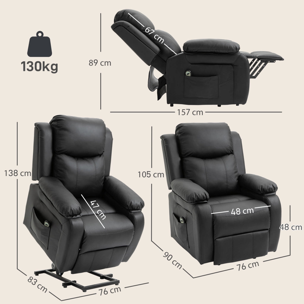 Poltrona elettrica reclinabile con poggiapiedi e telecomando ¨C Minimal ¨C 76x90x105 cm nero