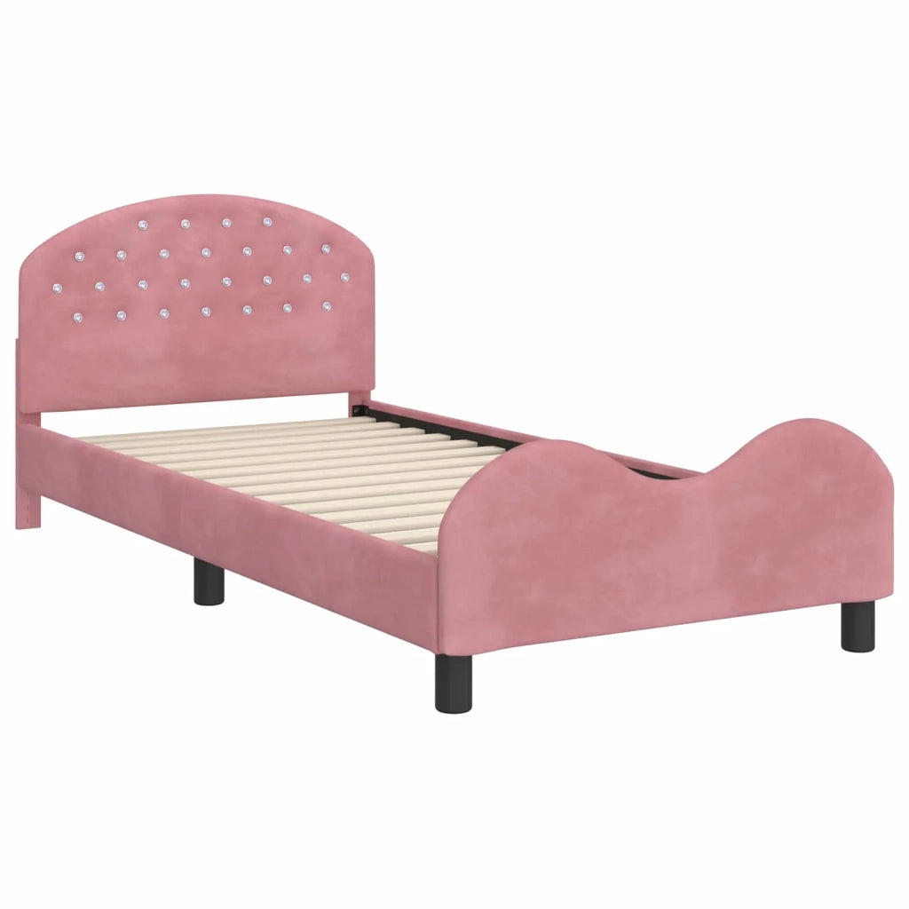 Struttura letto bambini con testata Rosa 90 x 190 cm Velluto 42011123