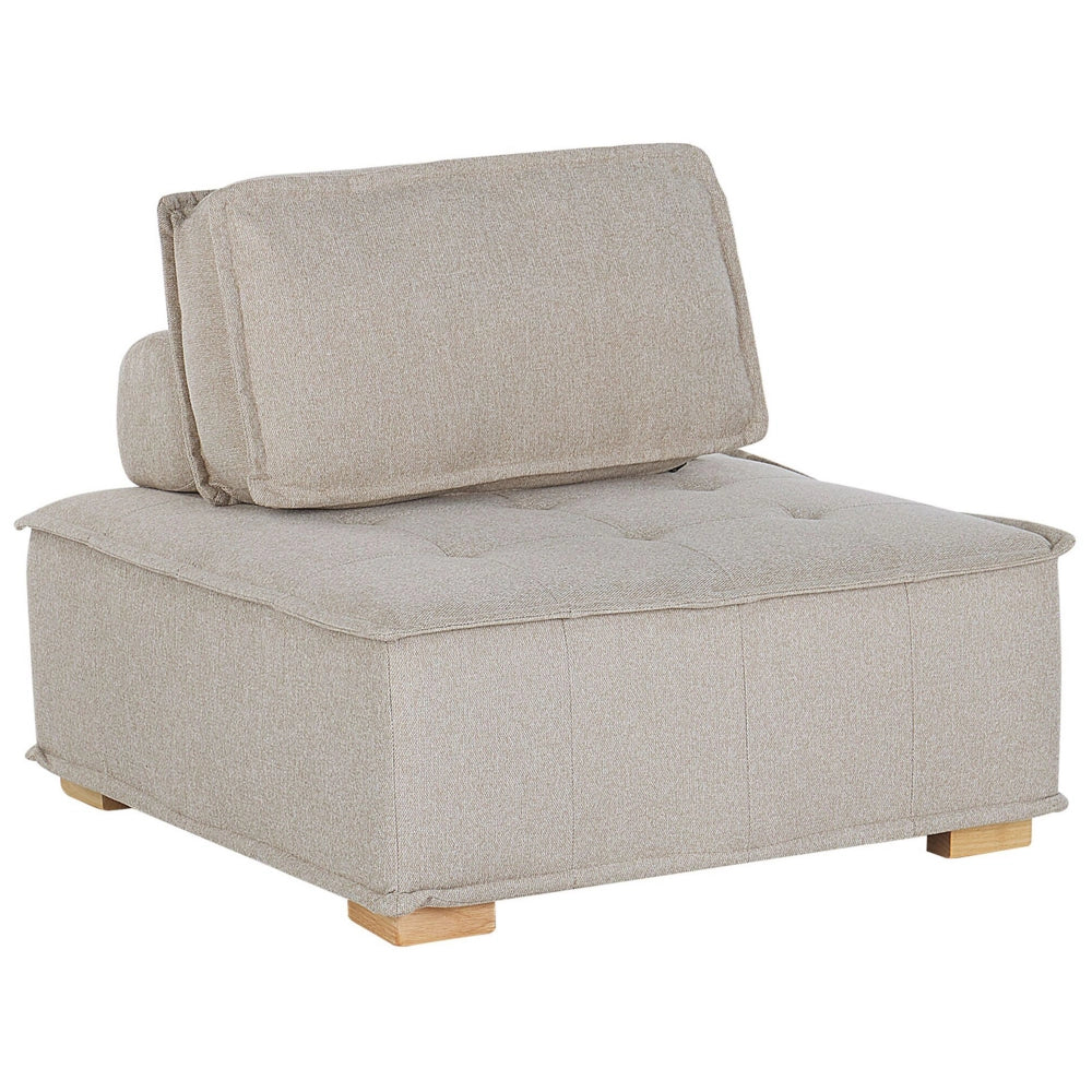 Sedile 1 posto Gambe in legno massello di poliestere beige Sedile trapuntato Fodera per cuscino rimovibile