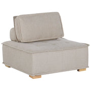 Sedile 1 posto Gambe in legno massello di poliestere beige Sedile trapuntato Fodera per cuscino rimovibile