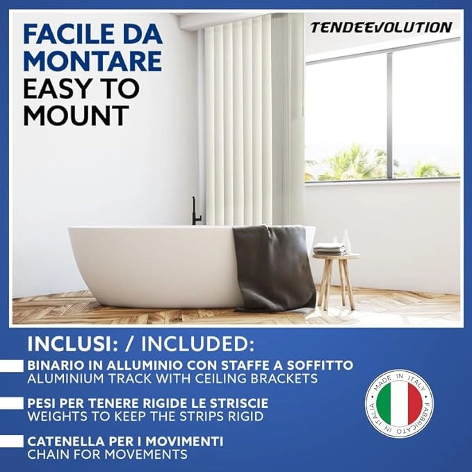Tenda Verticale Shantung 127mm - Colore Grigio 59, Attacco Parete - Larghezza 4m x Altezza 2,50m - Apertura Destra - Per Casa E Ufficio