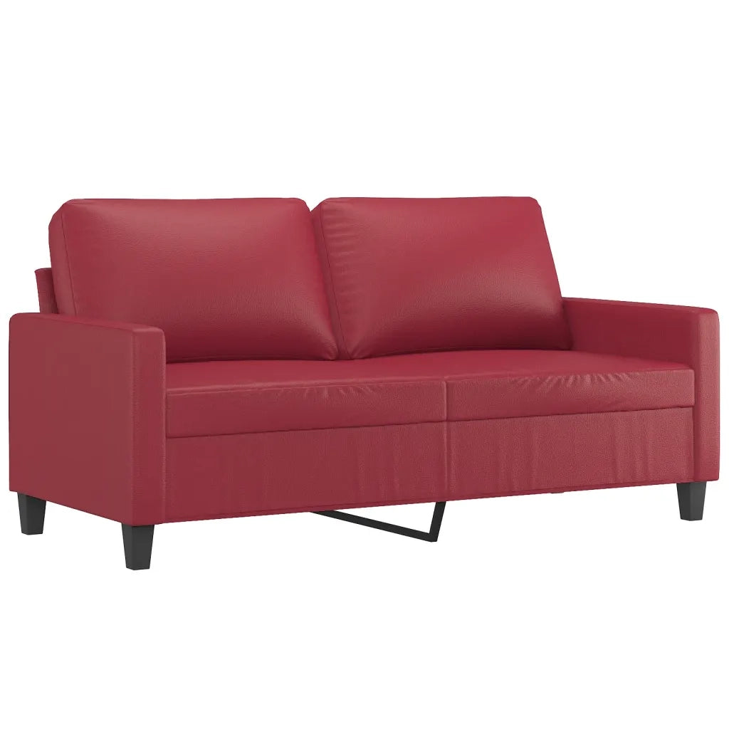 Set di Divani 3 pz con Cuscini Rosso Vino in Similpelle 3201416