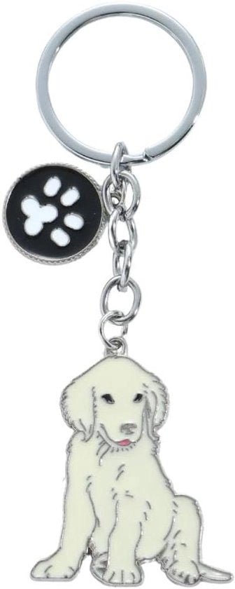 Charm metallico per chiave con tasino cane golden retriever, S - ideale per identificazione