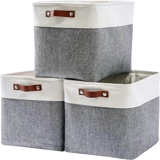 Set di 3 Pannelli di archiviazione a doppia faccia, 28 x 28 x 28 cm, bianco e grigio.
