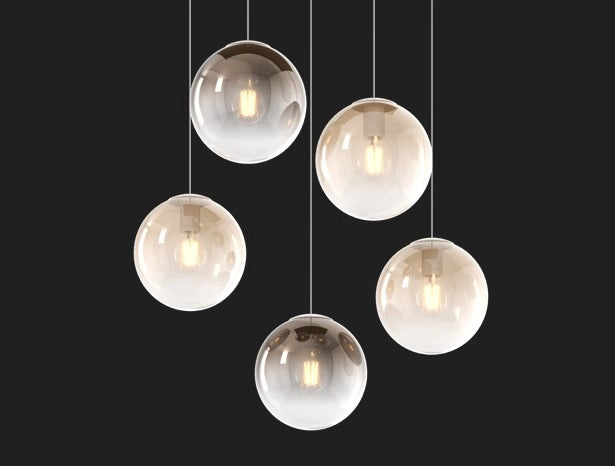 SOSP. CROMO 8 LUCI TONDA VETRI PICCOLI (4 AMBRA+4 BRONZO) 1194CR-S8 TP-AB