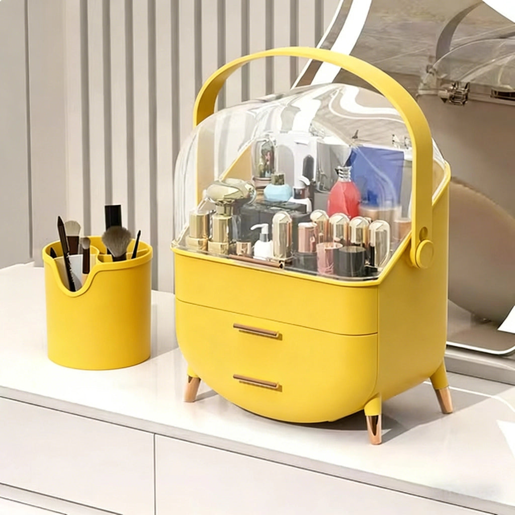 ZMH Porta trucchi da scrivania con più cassetti contenitore per cosmetici color oro 29 x 19 x 38 cm