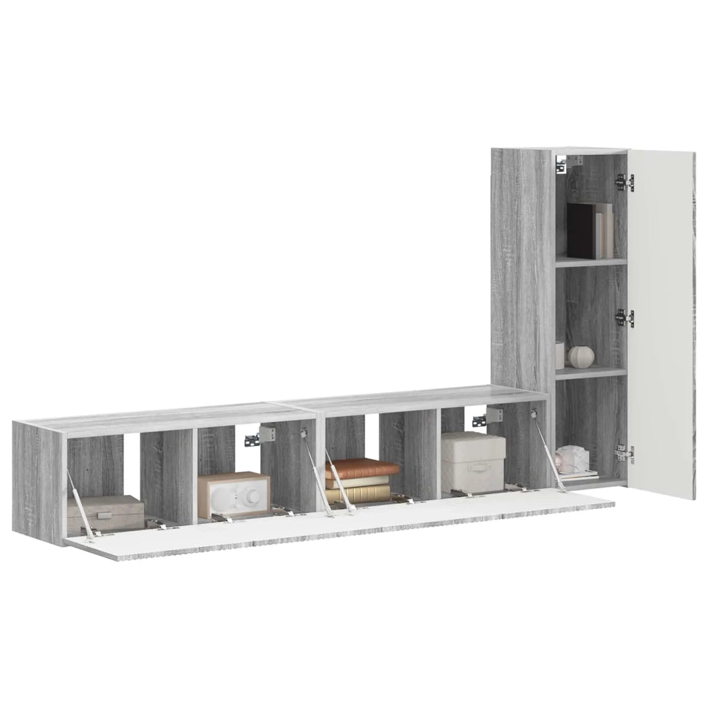 Set mobile TV 3 pz | Armadietto TV | Mobile Porta TV Grigio Sonoma Legno multistrato