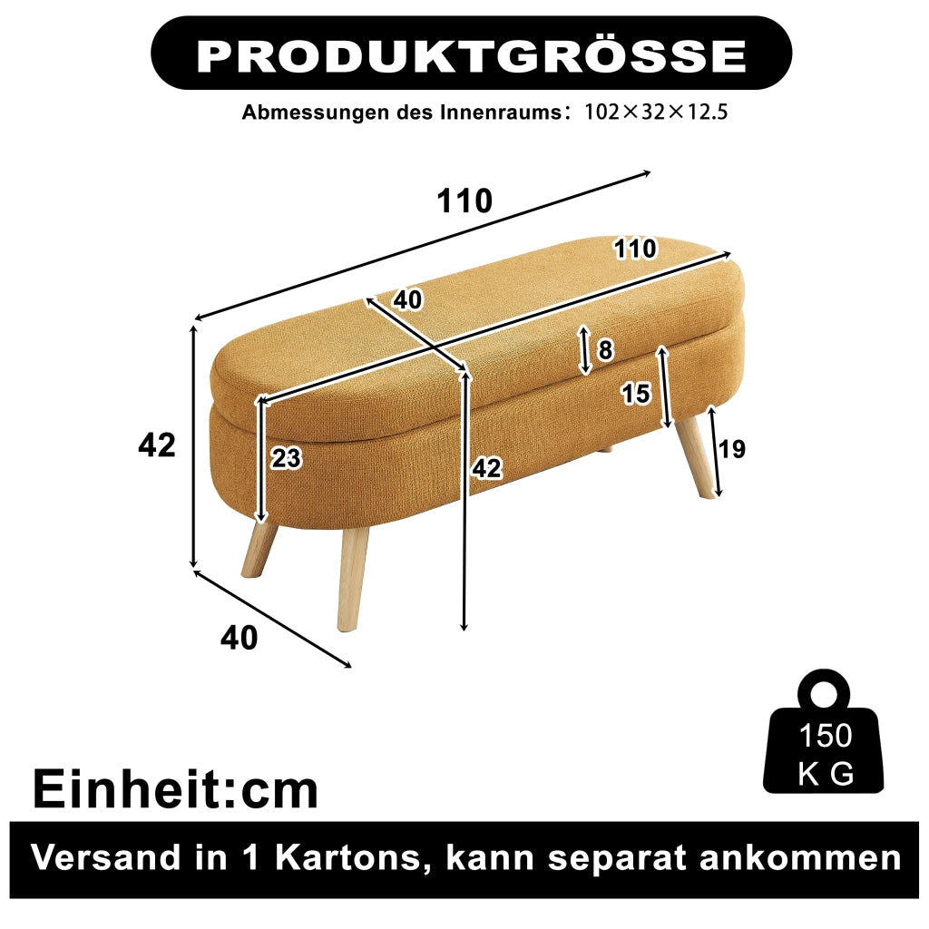PANCA Contenitore 110 cm in Chenille Gialla