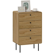 Cassettiera 4 cassetti ¨C Minimal ¨C 60x39x91.5 cm, effetto quercia, struttura in acciaio