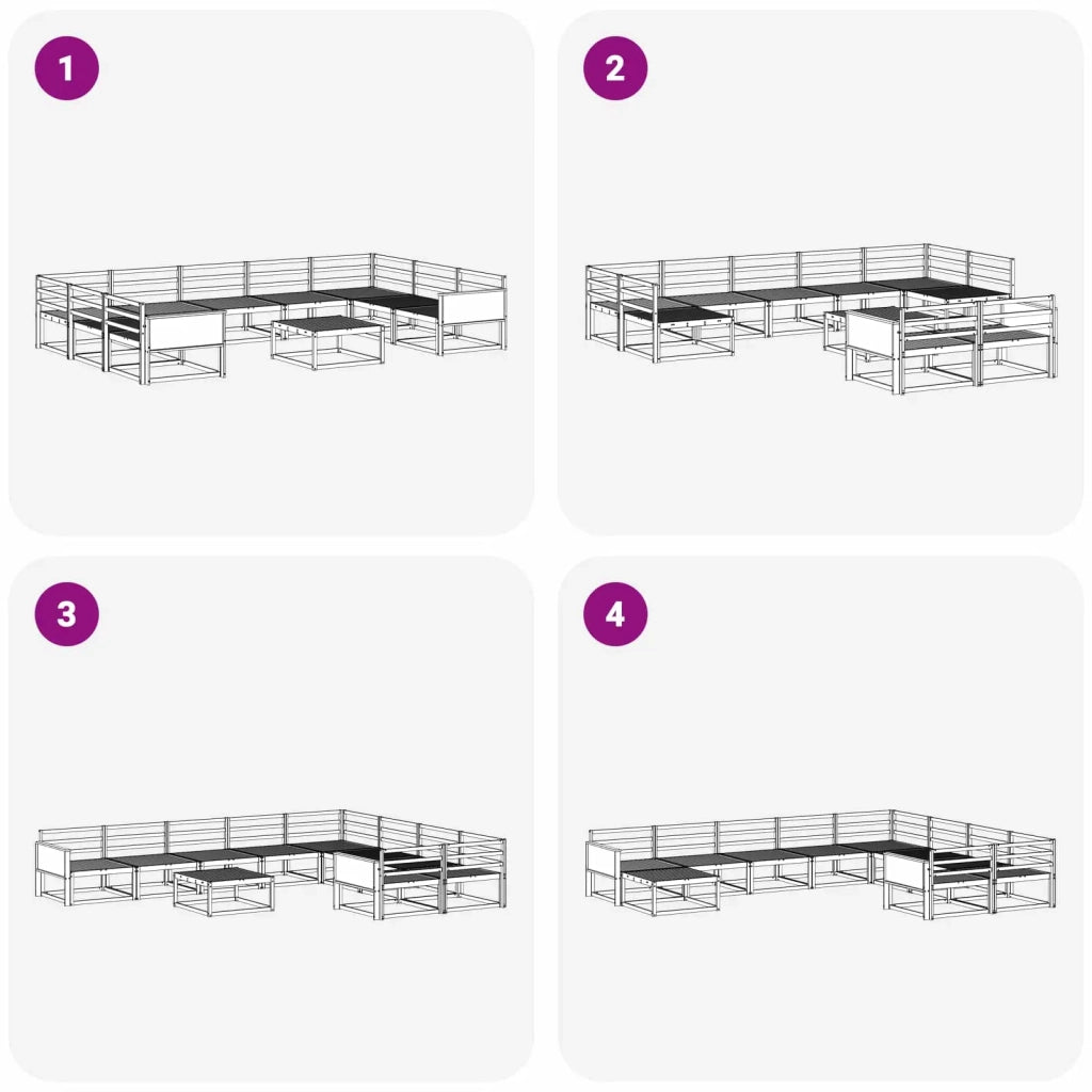 Set di divani da esterno 10 pcs Naturale