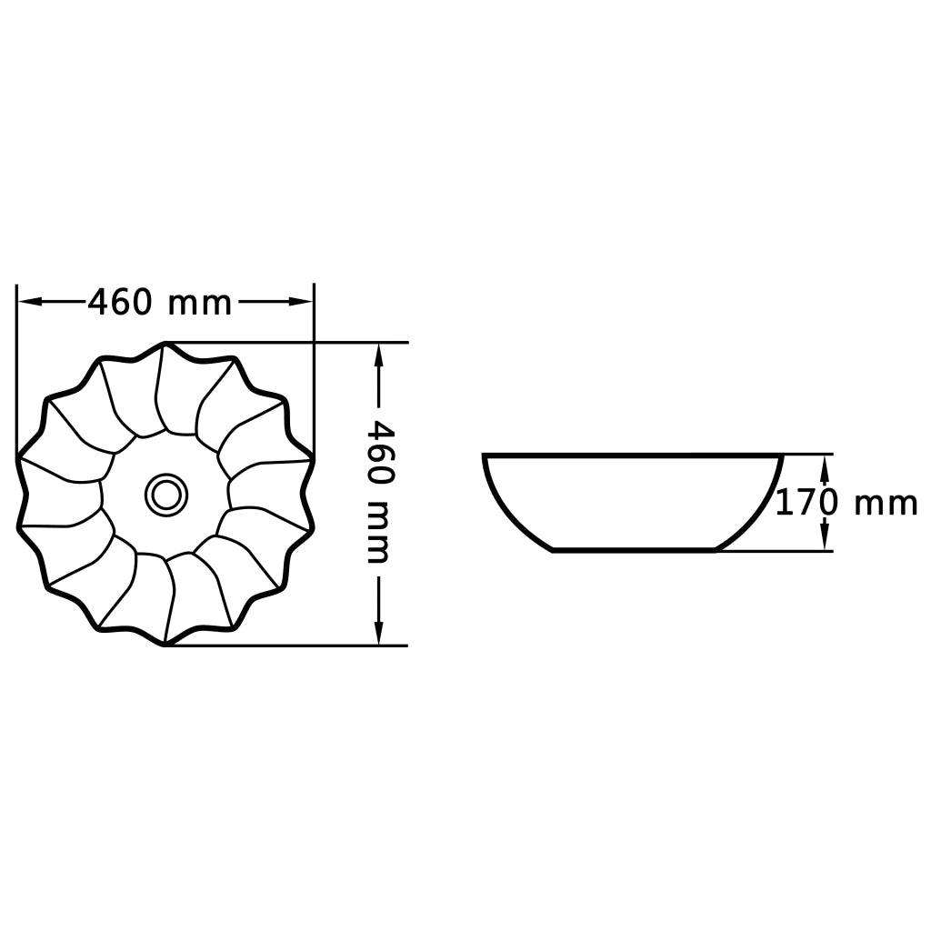 Lavandino-Lavabo-Lavello 46x17 cm in Ceramica Bianco