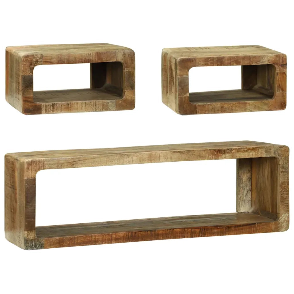 Set di Mobili TV 3 pz-Set di 3 Credenza per TV Marrone Legno massello di mango