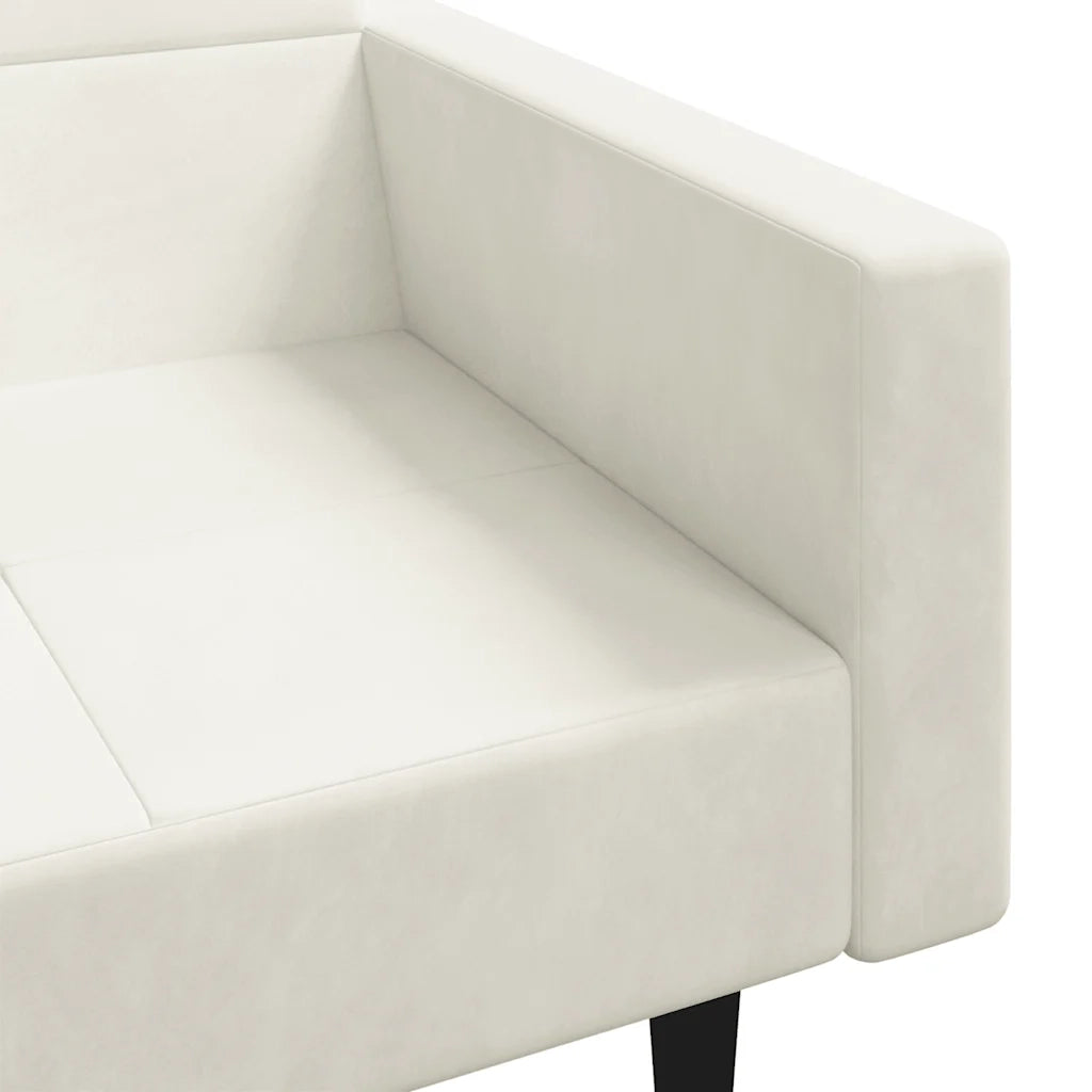 Divano Letto a 2 Posti con 2 Cuscini Crema in Velluto 375823