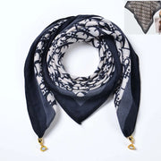 Sciarpa quadrata da donna in seta, stile pastorale, fresca ed elegante, 83 cm, foulard/scialle versatile ed elegante.