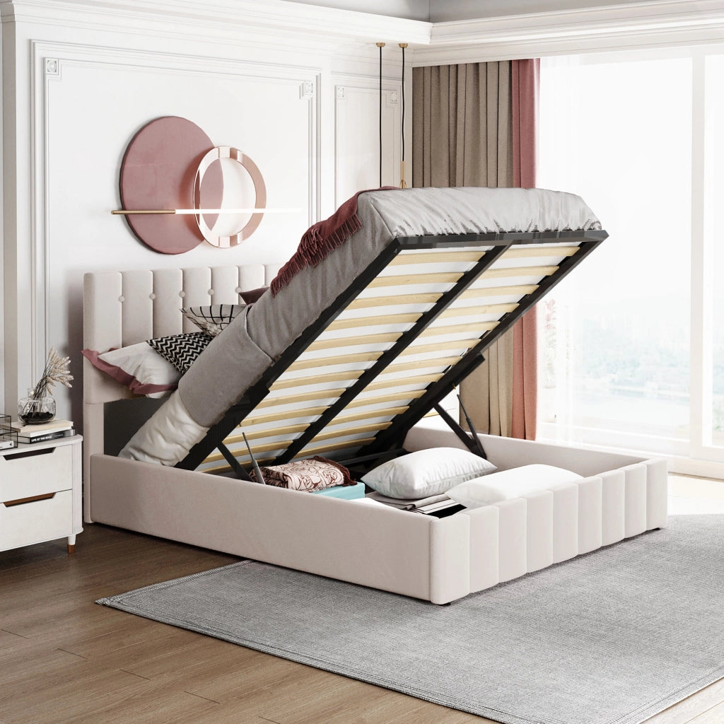 letto imbottito velluto crema 140 x 200 cm