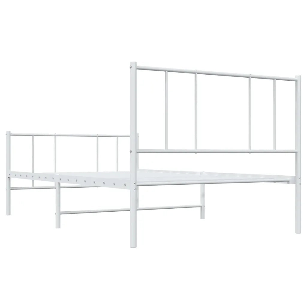 Letto singolo | Letto per adulti | Giroletto con Testiera e Pediera Metallo Bianco 80x200 cm