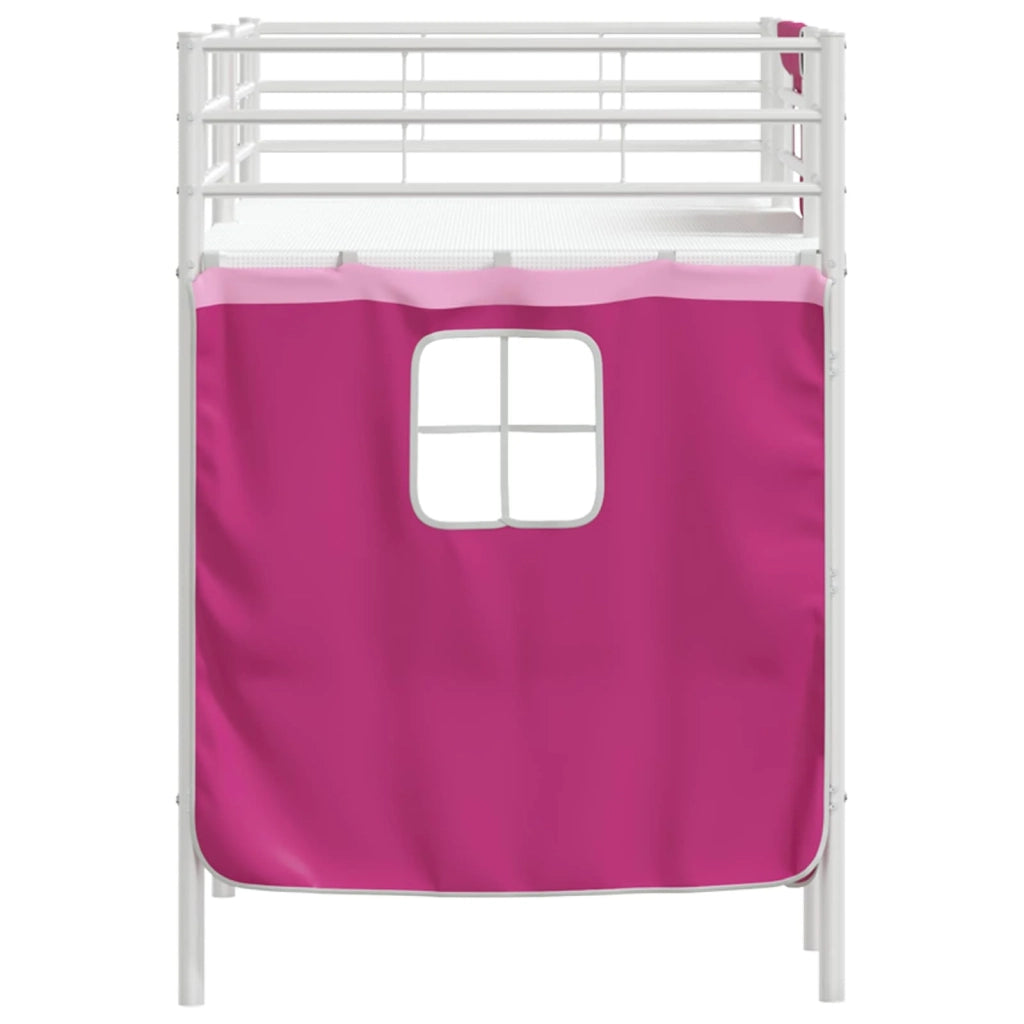 Struttura del Letto Loft per Bambini con Tendine-Giroletto per bambini Bianco e Rosa 143482